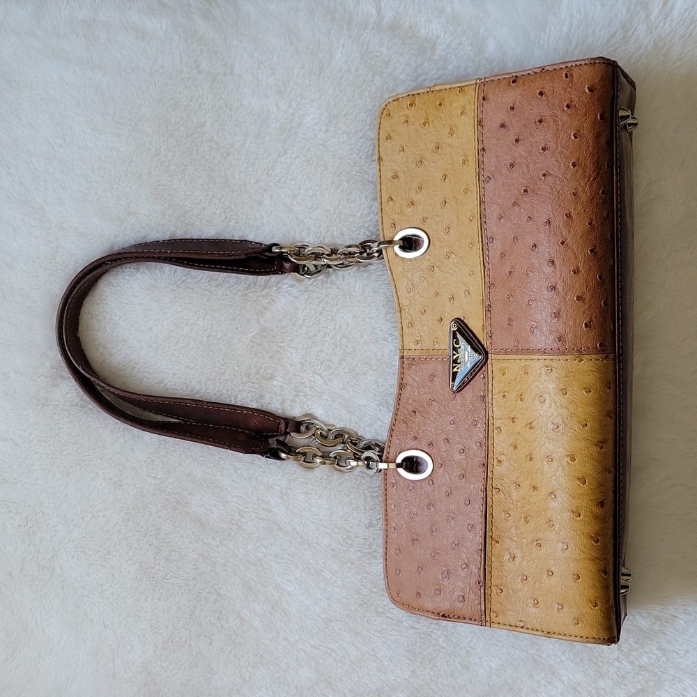 N.Y.C. Accessory Textured Faux- leather Two-toned Shoulder Bag